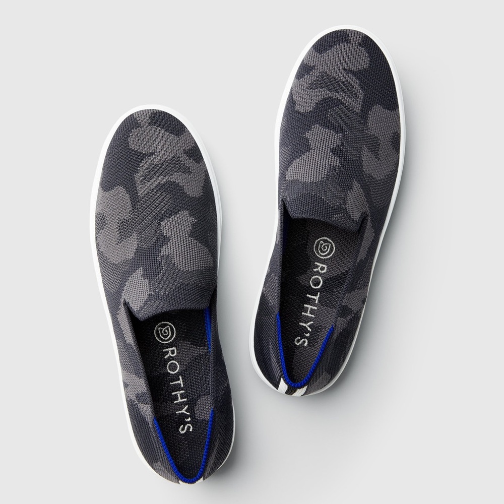 Rothy's Women's Slip-On Sneakers in Charcoal Camo
